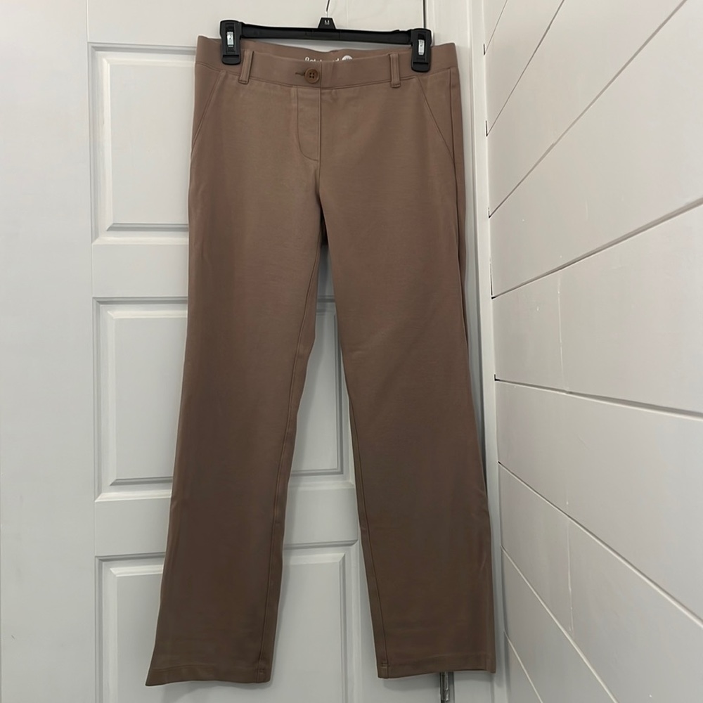 Betabrand Straight-Leg Classic Dress Pant Yoga Pants Khaki Twill M Short Petite